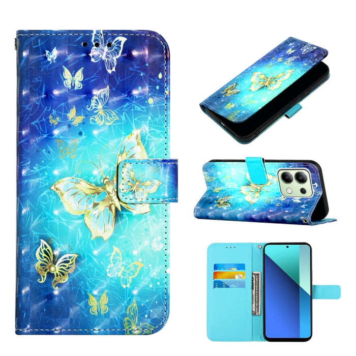 Caja del teléfono del cuero del tirón horizontal de la pintura 3D, For Xiaomi Redmi 13 4G, For Xiaomi Poco M6 Pro 4G, For Xiaomi Redmi A3, For Xiaomi Redmi Note 13 Pro 4G Global, For Xiaomi Redmi Note 13 4G Global, For Xiaomi Redmi K70E                ...