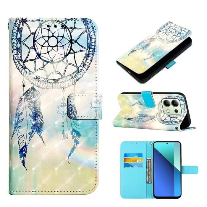 Caja del teléfono del cuero del tirón horizontal de la pintura 3D, For Xiaomi Redmi 13 4G, For Xiaomi Poco M6 Pro 4G, For Xiaomi Redmi A3, For Xiaomi Redmi Note 13 Pro 4G Global, For Xiaomi Redmi Note 13 4G Global, For Xiaomi Redmi K70E                ...