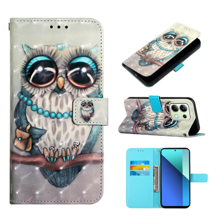 Caja del teléfono del cuero del tirón horizontal de la pintura 3D, For Xiaomi Redmi 13 4G, For Xiaomi Poco M6 Pro 4G, For Xiaomi Redmi A3, For Xiaomi Redmi Note 13 Pro 4G Global, For Xiaomi Redmi Note 13 4G Global, For Xiaomi Redmi K70E                ...
