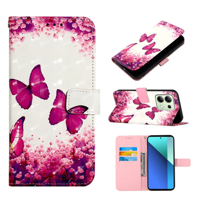 Caja del teléfono del cuero del tirón horizontal de la pintura 3D, For Xiaomi Redmi 13 4G, For Xiaomi Poco M6 Pro 4G, For Xiaomi Redmi A3, For Xiaomi Redmi Note 13 Pro 4G Global, For Xiaomi Redmi Note 13 4G Global, For Xiaomi Redmi K70E                ...