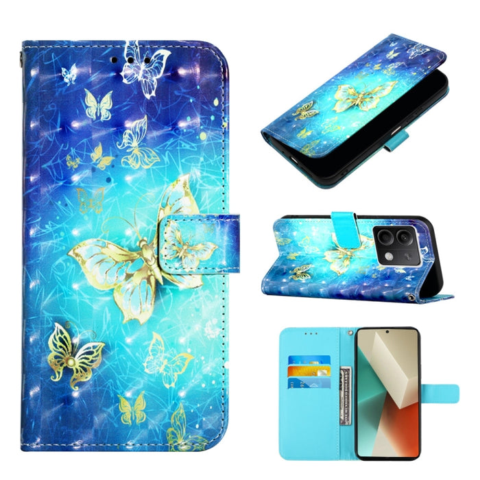 Caja del teléfono del cuero del tirón horizontal de la pintura 3D, For Xiaomi Redmi 13 4G, For Xiaomi Poco M6 Pro 4G, For Xiaomi Redmi A3, For Xiaomi Redmi Note 13 Pro 4G Global, For Xiaomi Redmi Note 13 4G Global, For Xiaomi Redmi K70E                ...