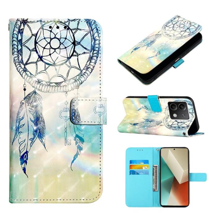 Caja del teléfono del cuero del tirón horizontal de la pintura 3D, For Xiaomi Redmi 13 4G, For Xiaomi Poco M6 Pro 4G, For Xiaomi Redmi A3, For Xiaomi Redmi Note 13 Pro 4G Global, For Xiaomi Redmi Note 13 4G Global, For Xiaomi Redmi K70E                ...