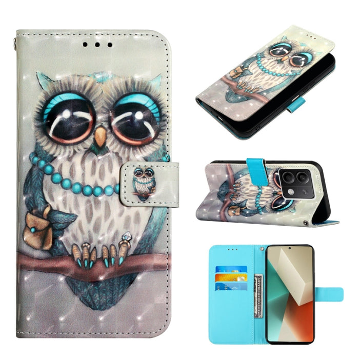Caja del teléfono del cuero del tirón horizontal de la pintura 3D, For Xiaomi Redmi 13 4G, For Xiaomi Poco M6 Pro 4G, For Xiaomi Redmi A3, For Xiaomi Redmi Note 13 Pro 4G Global, For Xiaomi Redmi Note 13 4G Global, For Xiaomi Redmi K70E                ...