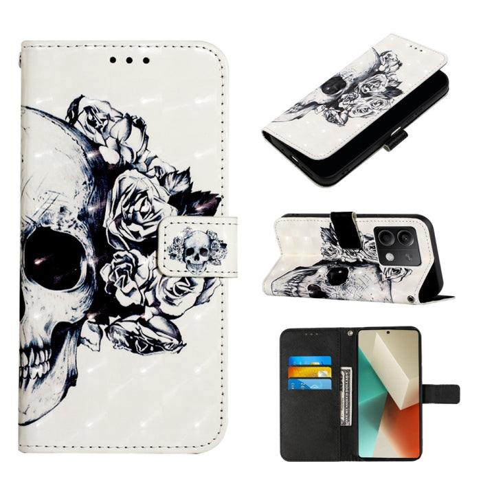 Caja del teléfono del cuero del tirón horizontal de la pintura 3D, For Xiaomi Redmi 13 4G, For Xiaomi Poco M6 Pro 4G, For Xiaomi Redmi A3, For Xiaomi Redmi Note 13 Pro 4G Global, For Xiaomi Redmi Note 13 4G Global, For Xiaomi Redmi K70E                ...