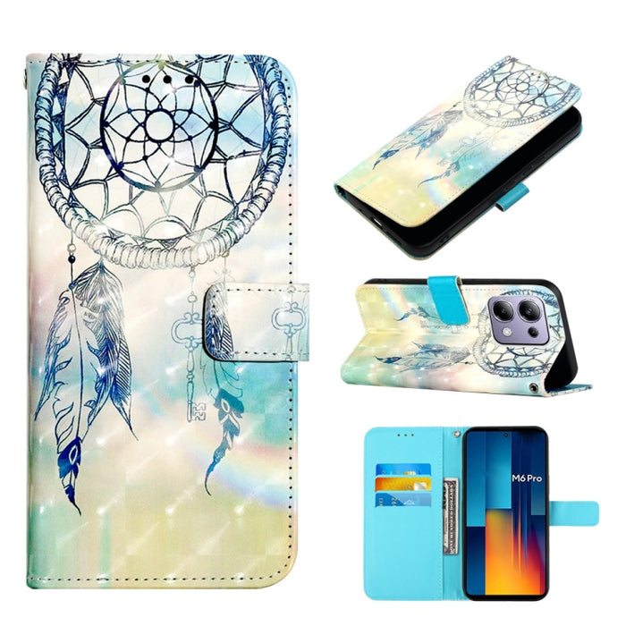 Caja del teléfono del cuero del tirón horizontal de la pintura 3D, For Xiaomi Redmi 13 4G, For Xiaomi Poco M6 Pro 4G, For Xiaomi Redmi A3, For Xiaomi Redmi Note 13 Pro 4G Global, For Xiaomi Redmi Note 13 4G Global, For Xiaomi Redmi K70E                ...