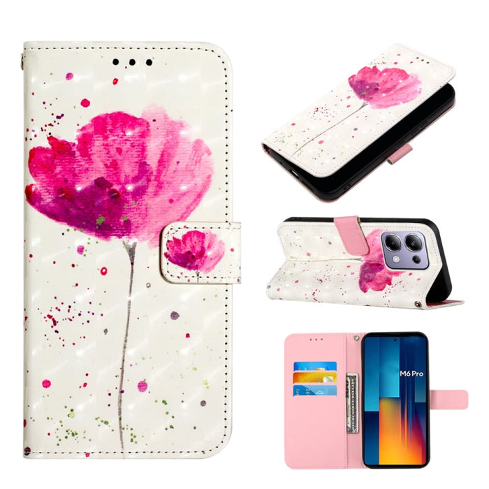 Caja del teléfono del cuero del tirón horizontal de la pintura 3D, For Xiaomi Redmi 13 4G, For Xiaomi Poco M6 Pro 4G, For Xiaomi Redmi A3, For Xiaomi Redmi Note 13 Pro 4G Global, For Xiaomi Redmi Note 13 4G Global, For Xiaomi Redmi K70E                ...