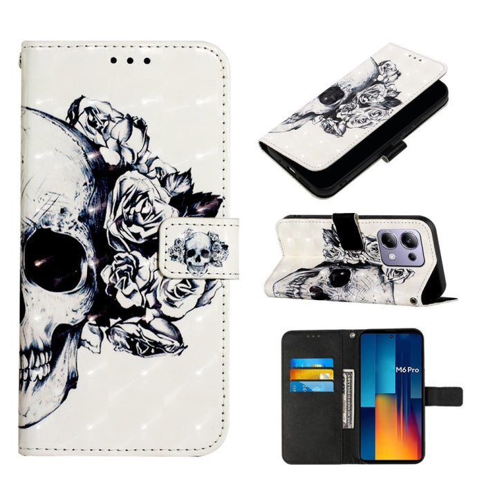Caja del teléfono del cuero del tirón horizontal de la pintura 3D, For Xiaomi Redmi 13 4G, For Xiaomi Poco M6 Pro 4G, For Xiaomi Redmi A3, For Xiaomi Redmi Note 13 Pro 4G Global, For Xiaomi Redmi Note 13 4G Global, For Xiaomi Redmi K70E                ...