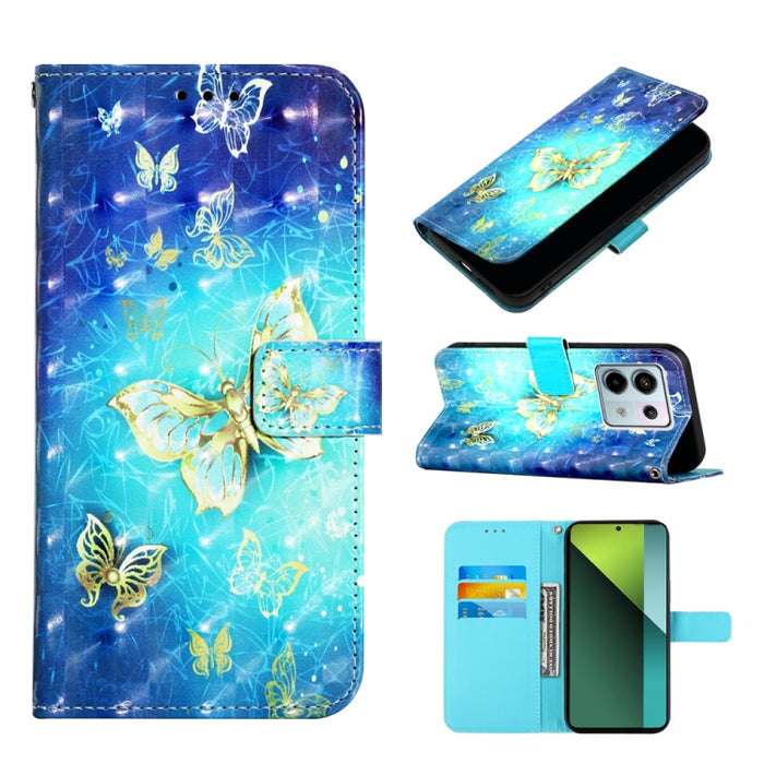 Caja del teléfono del cuero del tirón horizontal de la pintura 3D, For Xiaomi Redmi 13 4G, For Xiaomi Poco M6 Pro 4G, For Xiaomi Redmi A3, For Xiaomi Redmi Note 13 Pro 4G Global, For Xiaomi Redmi Note 13 4G Global, For Xiaomi Redmi K70E                ...