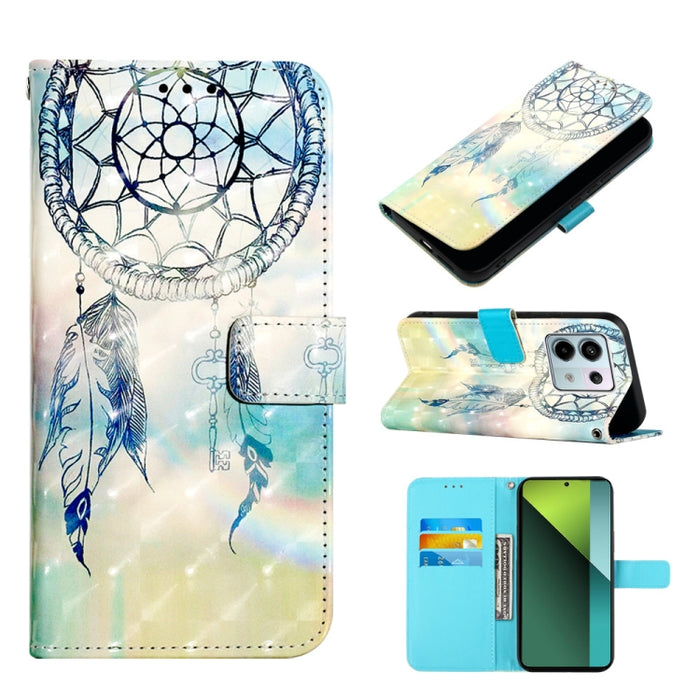 Caja del teléfono del cuero del tirón horizontal de la pintura 3D, For Xiaomi Redmi 13 4G, For Xiaomi Poco M6 Pro 4G, For Xiaomi Redmi A3, For Xiaomi Redmi Note 13 Pro 4G Global, For Xiaomi Redmi Note 13 4G Global, For Xiaomi Redmi K70E                ...