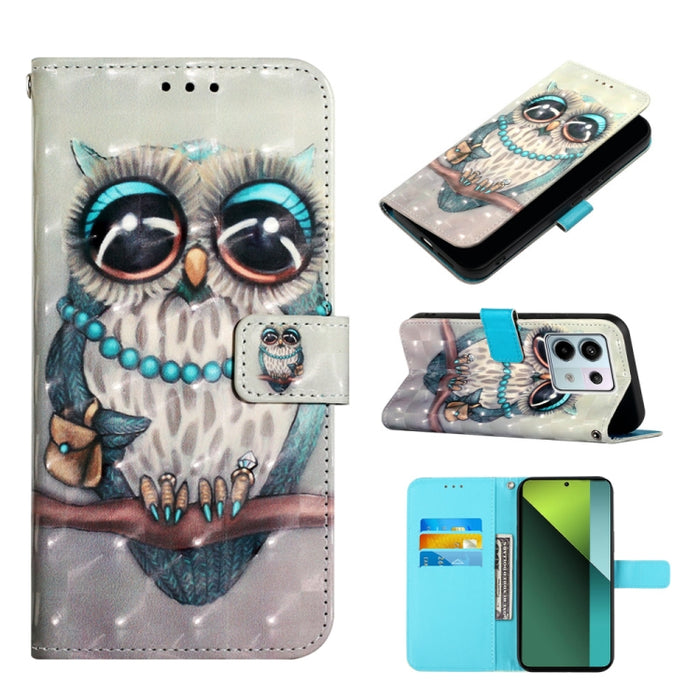 Caja del teléfono del cuero del tirón horizontal de la pintura 3D, For Xiaomi Redmi 13 4G, For Xiaomi Poco M6 Pro 4G, For Xiaomi Redmi A3, For Xiaomi Redmi Note 13 Pro 4G Global, For Xiaomi Redmi Note 13 4G Global, For Xiaomi Redmi K70E                ...
