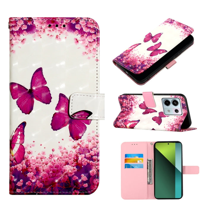 Caja del teléfono del cuero del tirón horizontal de la pintura 3D, For Xiaomi Redmi 13 4G, For Xiaomi Poco M6 Pro 4G, For Xiaomi Redmi A3, For Xiaomi Redmi Note 13 Pro 4G Global, For Xiaomi Redmi Note 13 4G Global, For Xiaomi Redmi K70E                ...