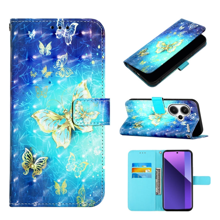 Caja del teléfono del cuero del tirón horizontal de la pintura 3D, For Xiaomi Redmi 13 4G, For Xiaomi Poco M6 Pro 4G, For Xiaomi Redmi A3, For Xiaomi Redmi Note 13 Pro 4G Global, For Xiaomi Redmi Note 13 4G Global, For Xiaomi Redmi K70E                ...
