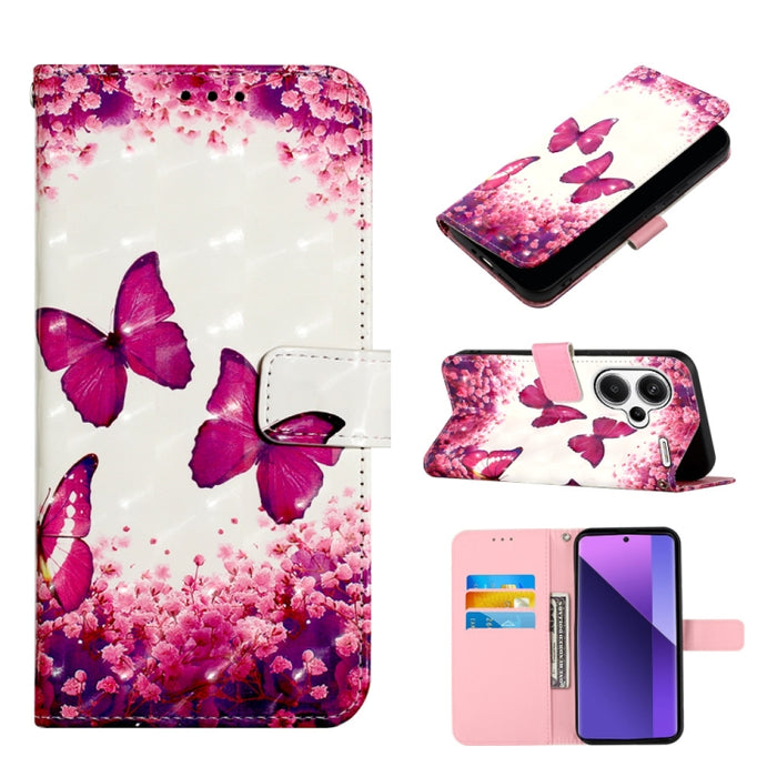 Caja del teléfono del cuero del tirón horizontal de la pintura 3D, For Xiaomi Redmi 13 4G, For Xiaomi Poco M6 Pro 4G, For Xiaomi Redmi A3, For Xiaomi Redmi Note 13 Pro 4G Global, For Xiaomi Redmi Note 13 4G Global, For Xiaomi Redmi K70E                ...
