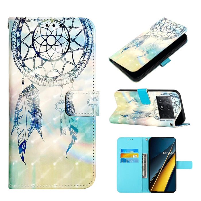 Caja del teléfono del cuero del tirón horizontal de la pintura 3D, For Xiaomi Redmi 13 4G, For Xiaomi Poco M6 Pro 4G, For Xiaomi Redmi A3, For Xiaomi Redmi Note 13 Pro 4G Global, For Xiaomi Redmi Note 13 4G Global, For Xiaomi Redmi K70E                ...