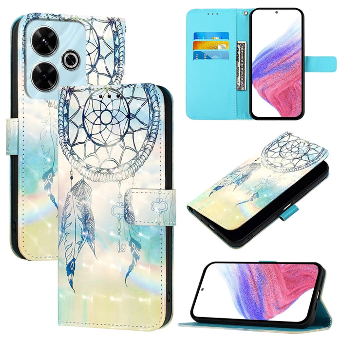 Caja del teléfono del cuero del tirón horizontal de la pintura 3D, For Xiaomi Redmi 13 4G, For Xiaomi Poco M6 Pro 4G, For Xiaomi Redmi A3, For Xiaomi Redmi Note 13 Pro 4G Global, For Xiaomi Redmi Note 13 4G Global, For Xiaomi Redmi K70E                ...
