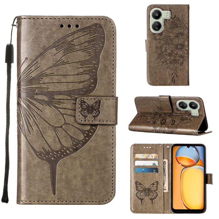 Funda para teléfono de cuero con mariposa en relieve, For Xiaomi Redmi 13C, For Xiaomi Redmi Note 13 Pro+ 5G, For Xiaomi Redmi Note 13 Pro 5G Global, For Xiaomi Poco M6 Pro 5G / Redmi 12 4G/5G, For Xiaomi Redmi K70 / K70 Pro                            ...