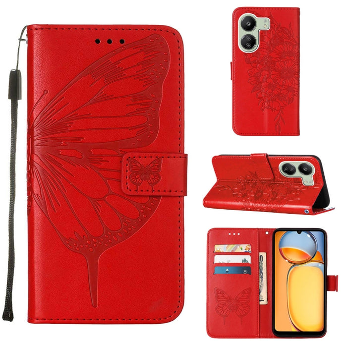 Funda para teléfono de cuero con mariposa en relieve, For Xiaomi Redmi 13C, For Xiaomi Redmi Note 13 Pro+ 5G, For Xiaomi Redmi Note 13 Pro 5G Global, For Xiaomi Poco M6 Pro 5G / Redmi 12 4G/5G, For Xiaomi Redmi K70 / K70 Pro                            ...
