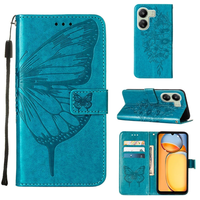 Funda para teléfono de cuero con mariposa en relieve, For Xiaomi Redmi 13C, For Xiaomi Redmi Note 13 Pro+ 5G, For Xiaomi Redmi Note 13 Pro 5G Global, For Xiaomi Poco M6 Pro 5G / Redmi 12 4G/5G, For Xiaomi Redmi K70 / K70 Pro                            ...
