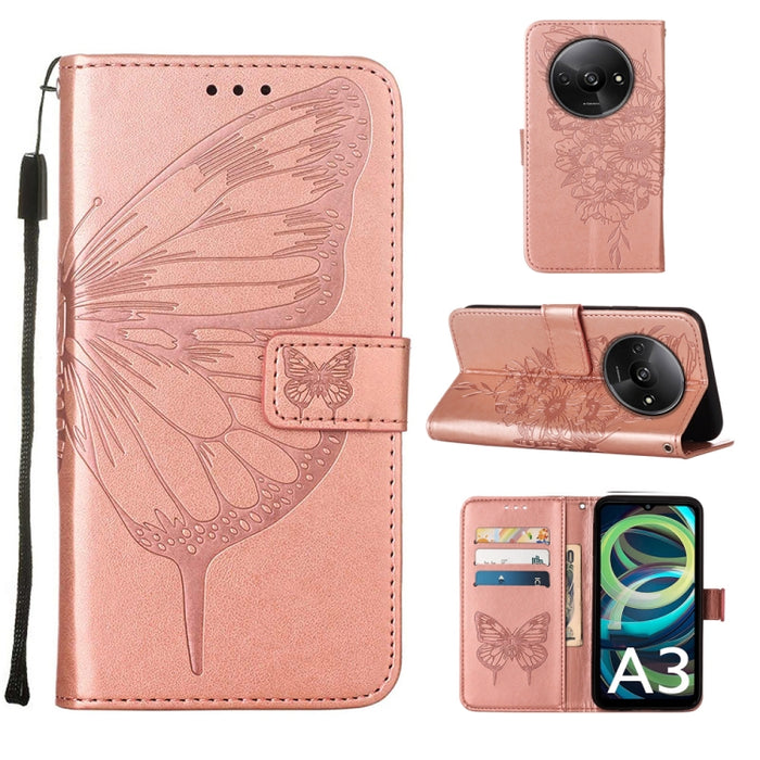 Funda para teléfono de cuero con mariposa en relieve, For Xiaomi Poco F6, For Xiaomi Poco M6 Pro 4G, For Xiaomi Poco X6 Neo 5G Global, For Xiaomi Redmi A3, For Xiaomi Redmi Note 13 Pro 4G Global, For Xiaomi Redmi Note 13 4G Global, For Xiaomi Redmi K70...
