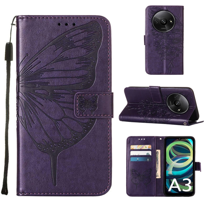 Funda para teléfono de cuero con mariposa en relieve, For Xiaomi Poco F6, For Xiaomi Poco M6 Pro 4G, For Xiaomi Poco X6 Neo 5G Global, For Xiaomi Redmi A3, For Xiaomi Redmi Note 13 Pro 4G Global, For Xiaomi Redmi Note 13 4G Global, For Xiaomi Redmi K70...