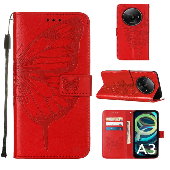 Funda para teléfono de cuero con mariposa en relieve, For Xiaomi Poco F6, For Xiaomi Poco M6 Pro 4G, For Xiaomi Poco X6 Neo 5G Global, For Xiaomi Redmi A3, For Xiaomi Redmi Note 13 Pro 4G Global, For Xiaomi Redmi Note 13 4G Global, For Xiaomi Redmi K70...