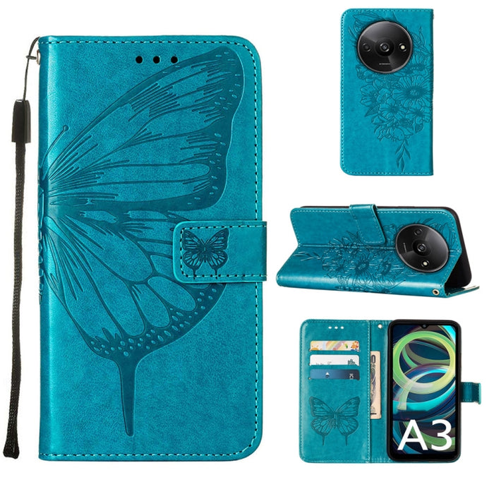 Funda para teléfono de cuero con mariposa en relieve, For Xiaomi Poco F6, For Xiaomi Poco M6 Pro 4G, For Xiaomi Poco X6 Neo 5G Global, For Xiaomi Redmi A3, For Xiaomi Redmi Note 13 Pro 4G Global, For Xiaomi Redmi Note 13 4G Global, For Xiaomi Redmi K70...