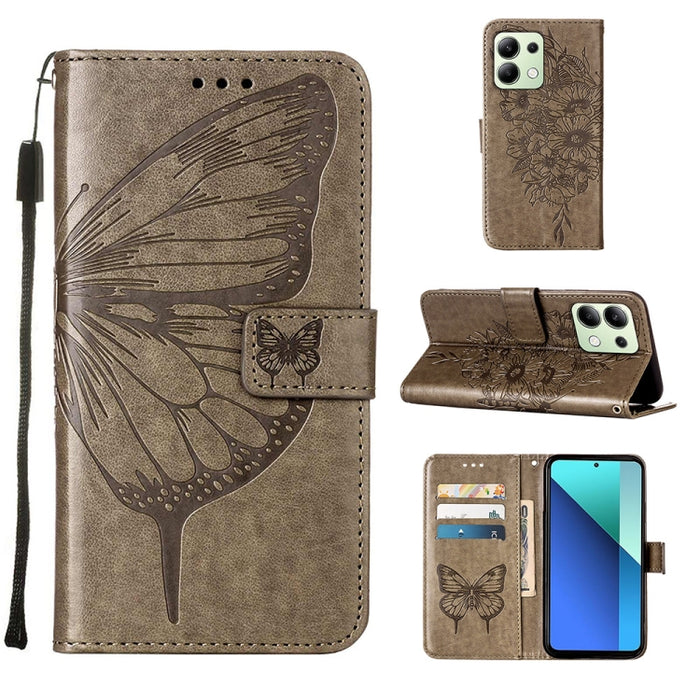 Funda para teléfono de cuero con mariposa en relieve, For Xiaomi Poco F6, For Xiaomi Poco M6 Pro 4G, For Xiaomi Poco X6 Neo 5G Global, For Xiaomi Redmi A3, For Xiaomi Redmi Note 13 Pro 4G Global, For Xiaomi Redmi Note 13 4G Global, For Xiaomi Redmi K70...