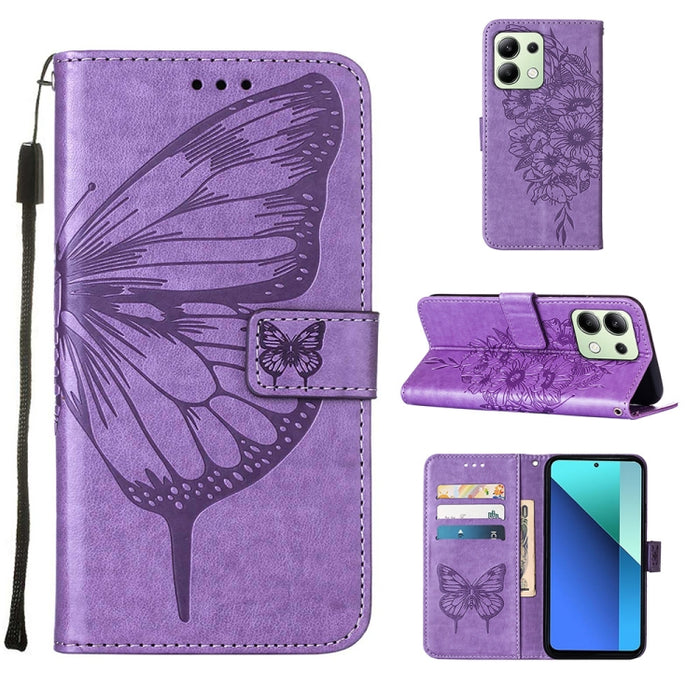 Funda para teléfono de cuero con mariposa en relieve, For Xiaomi Poco F6, For Xiaomi Poco M6 Pro 4G, For Xiaomi Poco X6 Neo 5G Global, For Xiaomi Redmi A3, For Xiaomi Redmi Note 13 Pro 4G Global, For Xiaomi Redmi Note 13 4G Global, For Xiaomi Redmi K70...