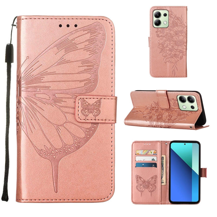 Funda para teléfono de cuero con mariposa en relieve, For Xiaomi Poco F6, For Xiaomi Poco M6 Pro 4G, For Xiaomi Poco X6 Neo 5G Global, For Xiaomi Redmi A3, For Xiaomi Redmi Note 13 Pro 4G Global, For Xiaomi Redmi Note 13 4G Global, For Xiaomi Redmi K70...