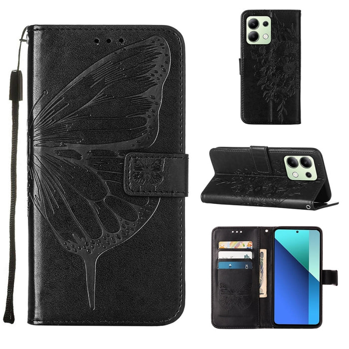 Funda para teléfono de cuero con mariposa en relieve, For Xiaomi Poco F6, For Xiaomi Poco M6 Pro 4G, For Xiaomi Poco X6 Neo 5G Global, For Xiaomi Redmi A3, For Xiaomi Redmi Note 13 Pro 4G Global, For Xiaomi Redmi Note 13 4G Global, For Xiaomi Redmi K70...