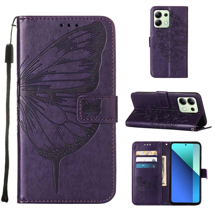 Funda para teléfono de cuero con mariposa en relieve, For Xiaomi Poco F6, For Xiaomi Poco M6 Pro 4G, For Xiaomi Poco X6 Neo 5G Global, For Xiaomi Redmi A3, For Xiaomi Redmi Note 13 Pro 4G Global, For Xiaomi Redmi Note 13 4G Global, For Xiaomi Redmi K70...