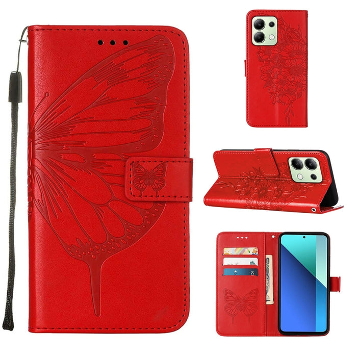 Funda para teléfono de cuero con mariposa en relieve, For Xiaomi Poco F6, For Xiaomi Poco M6 Pro 4G, For Xiaomi Poco X6 Neo 5G Global, For Xiaomi Redmi A3, For Xiaomi Redmi Note 13 Pro 4G Global, For Xiaomi Redmi Note 13 4G Global, For Xiaomi Redmi K70...