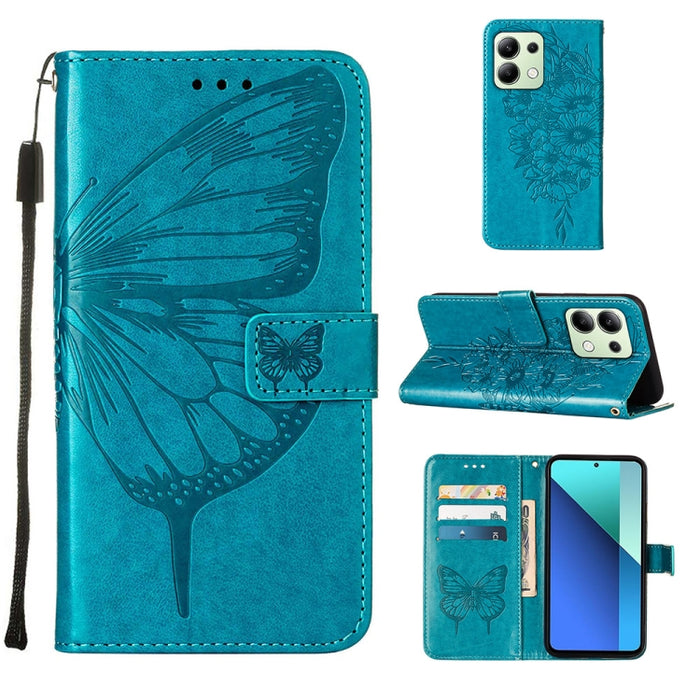 Funda para teléfono de cuero con mariposa en relieve, For Xiaomi Poco F6, For Xiaomi Poco M6 Pro 4G, For Xiaomi Poco X6 Neo 5G Global, For Xiaomi Redmi A3, For Xiaomi Redmi Note 13 Pro 4G Global, For Xiaomi Redmi Note 13 4G Global, For Xiaomi Redmi K70...