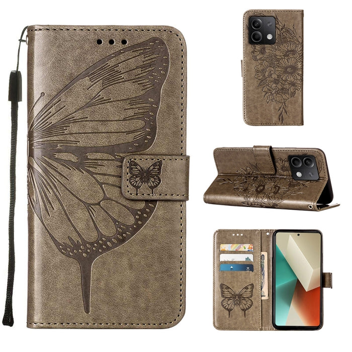 Funda para teléfono de cuero con mariposa en relieve, For Xiaomi Poco F6, For Xiaomi Poco M6 Pro 4G, For Xiaomi Poco X6 Neo 5G Global, For Xiaomi Redmi A3, For Xiaomi Redmi Note 13 Pro 4G Global, For Xiaomi Redmi Note 13 4G Global, For Xiaomi Redmi K70...