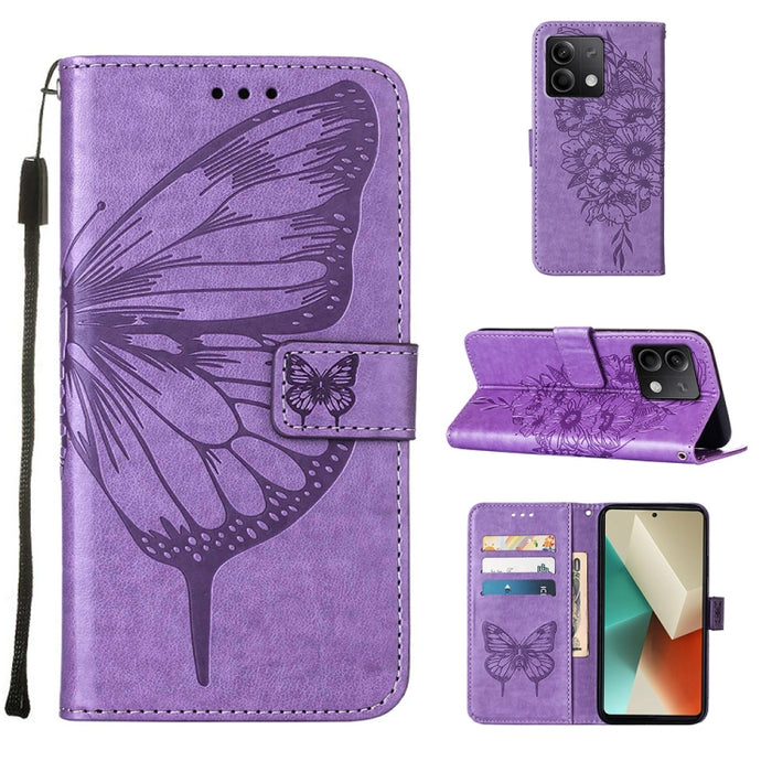 Funda para teléfono de cuero con mariposa en relieve, For Xiaomi Poco F6, For Xiaomi Poco M6 Pro 4G, For Xiaomi Poco X6 Neo 5G Global, For Xiaomi Redmi A3, For Xiaomi Redmi Note 13 Pro 4G Global, For Xiaomi Redmi Note 13 4G Global, For Xiaomi Redmi K70...