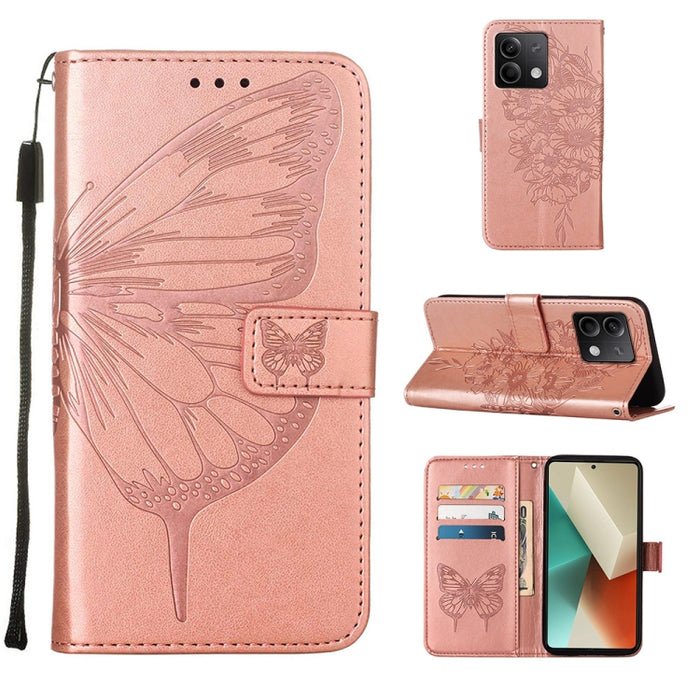 Funda para teléfono de cuero con mariposa en relieve, For Xiaomi Poco F6, For Xiaomi Poco M6 Pro 4G, For Xiaomi Poco X6 Neo 5G Global, For Xiaomi Redmi A3, For Xiaomi Redmi Note 13 Pro 4G Global, For Xiaomi Redmi Note 13 4G Global, For Xiaomi Redmi K70...