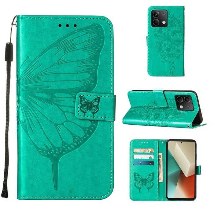 Funda para teléfono de cuero con mariposa en relieve, For Xiaomi Poco F6, For Xiaomi Poco M6 Pro 4G, For Xiaomi Poco X6 Neo 5G Global, For Xiaomi Redmi A3, For Xiaomi Redmi Note 13 Pro 4G Global, For Xiaomi Redmi Note 13 4G Global, For Xiaomi Redmi K70...