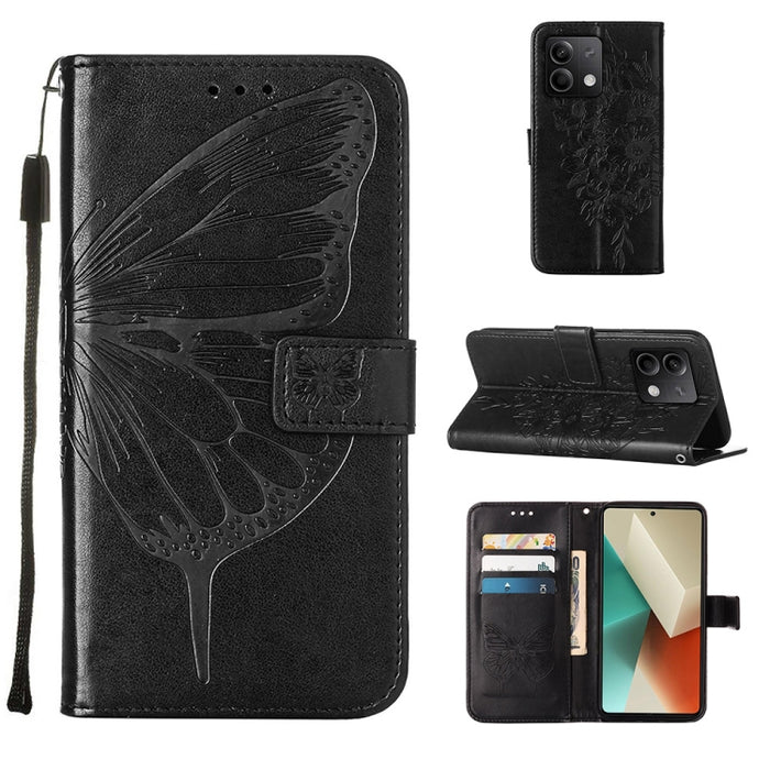 Funda para teléfono de cuero con mariposa en relieve, For Xiaomi Poco F6, For Xiaomi Poco M6 Pro 4G, For Xiaomi Poco X6 Neo 5G Global, For Xiaomi Redmi A3, For Xiaomi Redmi Note 13 Pro 4G Global, For Xiaomi Redmi Note 13 4G Global, For Xiaomi Redmi K70...
