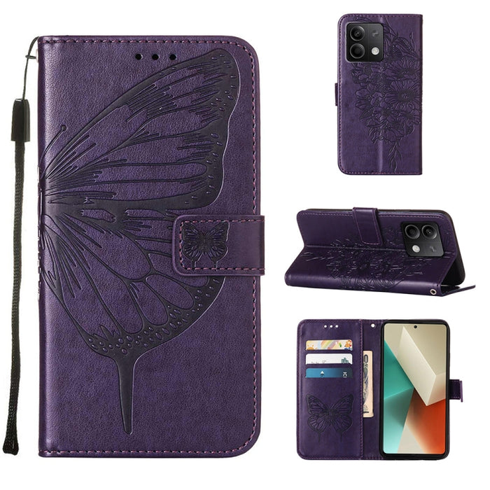 Funda para teléfono de cuero con mariposa en relieve, For Xiaomi Poco F6, For Xiaomi Poco M6 Pro 4G, For Xiaomi Poco X6 Neo 5G Global, For Xiaomi Redmi A3, For Xiaomi Redmi Note 13 Pro 4G Global, For Xiaomi Redmi Note 13 4G Global, For Xiaomi Redmi K70...