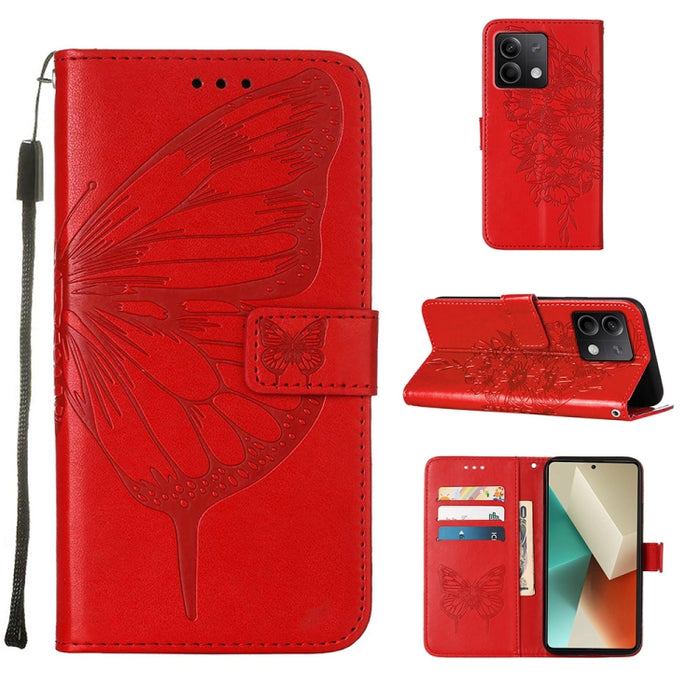 Funda para teléfono de cuero con mariposa en relieve, For Xiaomi Poco F6, For Xiaomi Poco M6 Pro 4G, For Xiaomi Poco X6 Neo 5G Global, For Xiaomi Redmi A3, For Xiaomi Redmi Note 13 Pro 4G Global, For Xiaomi Redmi Note 13 4G Global, For Xiaomi Redmi K70...
