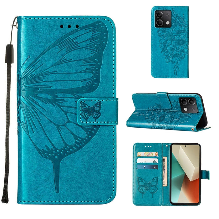 Funda para teléfono de cuero con mariposa en relieve, For Xiaomi Poco F6, For Xiaomi Poco M6 Pro 4G, For Xiaomi Poco X6 Neo 5G Global, For Xiaomi Redmi A3, For Xiaomi Redmi Note 13 Pro 4G Global, For Xiaomi Redmi Note 13 4G Global, For Xiaomi Redmi K70...