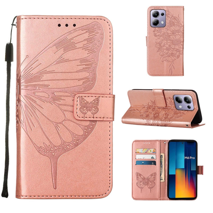 Funda para teléfono de cuero con mariposa en relieve, For Xiaomi Poco F6, For Xiaomi Poco M6 Pro 4G, For Xiaomi Poco X6 Neo 5G Global, For Xiaomi Redmi A3, For Xiaomi Redmi Note 13 Pro 4G Global, For Xiaomi Redmi Note 13 4G Global, For Xiaomi Redmi K70...