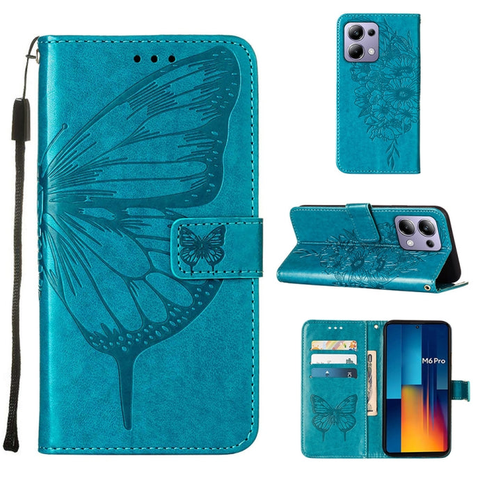 Funda para teléfono de cuero con mariposa en relieve, For Xiaomi Poco F6, For Xiaomi Poco M6 Pro 4G, For Xiaomi Poco X6 Neo 5G Global, For Xiaomi Redmi A3, For Xiaomi Redmi Note 13 Pro 4G Global, For Xiaomi Redmi Note 13 4G Global, For Xiaomi Redmi K70...