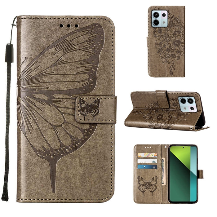 Funda para teléfono de cuero con mariposa en relieve, For Xiaomi Redmi 13C, For Xiaomi Redmi Note 13 Pro+ 5G, For Xiaomi Redmi Note 13 Pro 5G Global, For Xiaomi Poco M6 Pro 5G / Redmi 12 4G/5G, For Xiaomi Redmi K70 / K70 Pro                            ...