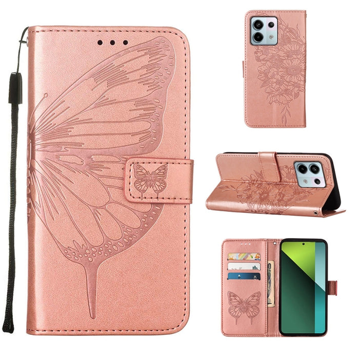 Funda para teléfono de cuero con mariposa en relieve, For Xiaomi Redmi 13C, For Xiaomi Redmi Note 13 Pro+ 5G, For Xiaomi Redmi Note 13 Pro 5G Global, For Xiaomi Poco M6 Pro 5G / Redmi 12 4G/5G, For Xiaomi Redmi K70 / K70 Pro                            ...