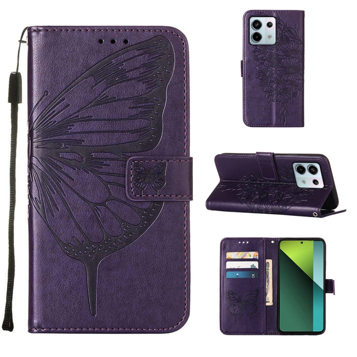 Funda para teléfono de cuero con mariposa en relieve, For Xiaomi Redmi 13C, For Xiaomi Redmi Note 13 Pro+ 5G, For Xiaomi Redmi Note 13 Pro 5G Global, For Xiaomi Poco M6 Pro 5G / Redmi 12 4G/5G, For Xiaomi Redmi K70 / K70 Pro                            ...