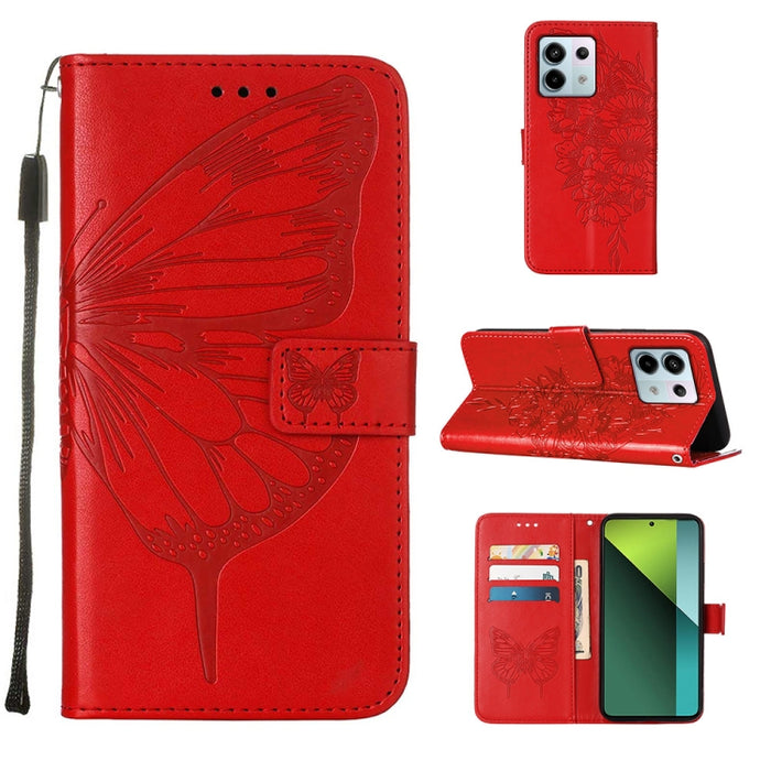 Funda para teléfono de cuero con mariposa en relieve, For Xiaomi Redmi 13C, For Xiaomi Redmi Note 13 Pro+ 5G, For Xiaomi Redmi Note 13 Pro 5G Global, For Xiaomi Poco M6 Pro 5G / Redmi 12 4G/5G, For Xiaomi Redmi K70 / K70 Pro                            ...