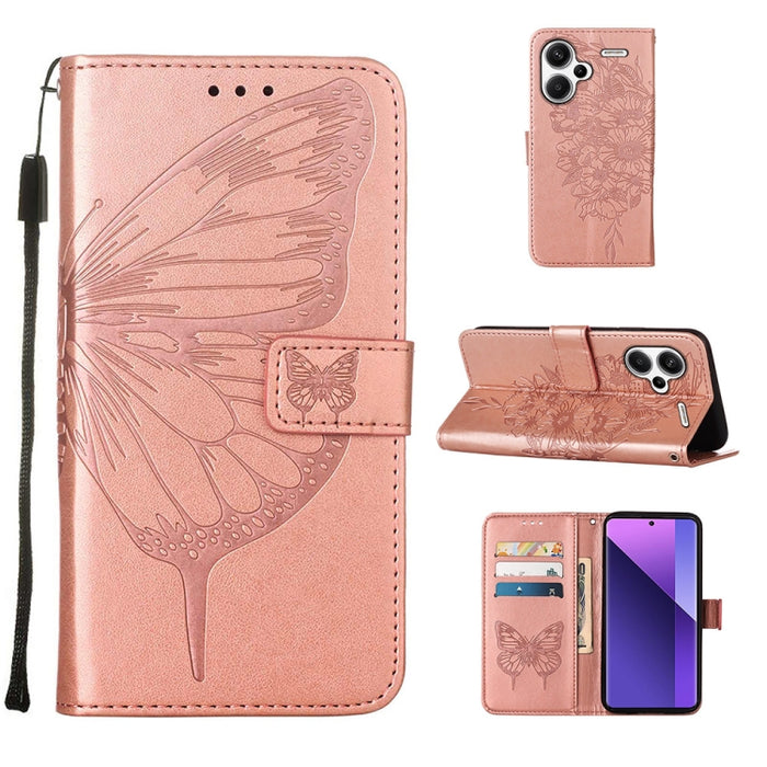 Funda para teléfono de cuero con mariposa en relieve, For Xiaomi Redmi 13C, For Xiaomi Redmi Note 13 Pro+ 5G, For Xiaomi Redmi Note 13 Pro 5G Global, For Xiaomi Poco M6 Pro 5G / Redmi 12 4G/5G, For Xiaomi Redmi K70 / K70 Pro                            ...