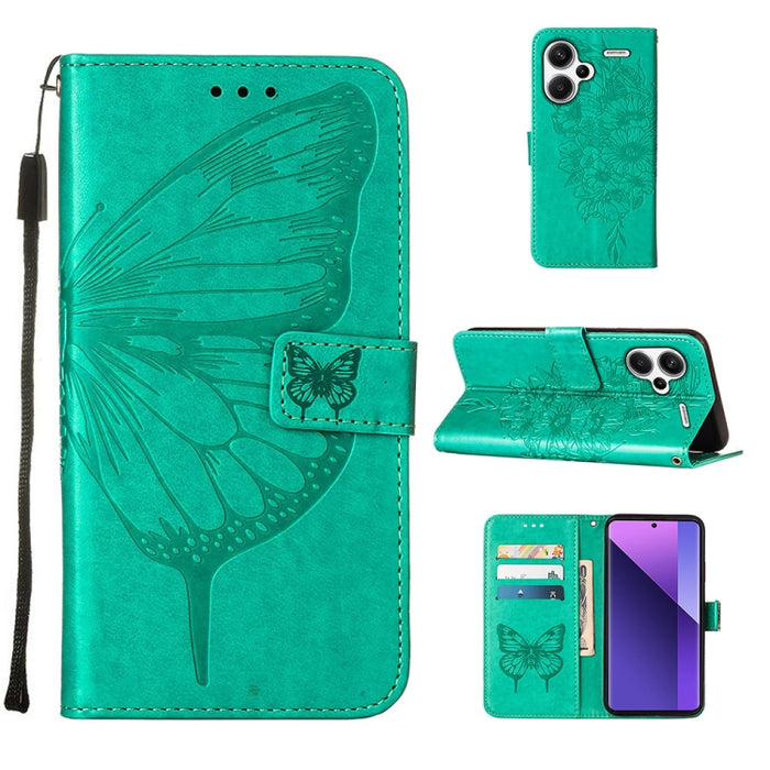 Funda para teléfono de cuero con mariposa en relieve, For Xiaomi Redmi 13C, For Xiaomi Redmi Note 13 Pro+ 5G, For Xiaomi Redmi Note 13 Pro 5G Global, For Xiaomi Poco M6 Pro 5G / Redmi 12 4G/5G, For Xiaomi Redmi K70 / K70 Pro                            ...