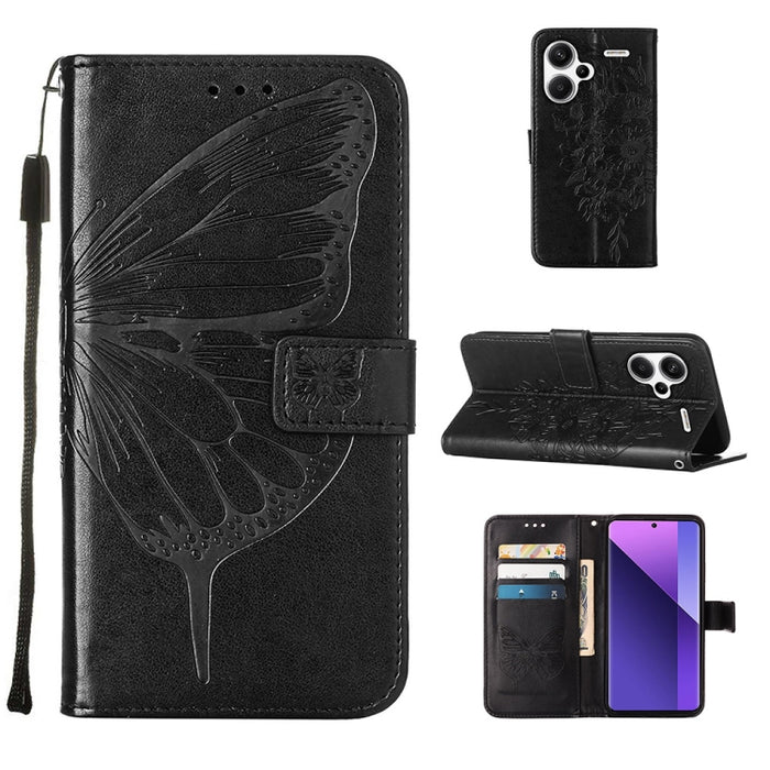 Funda para teléfono de cuero con mariposa en relieve, For Xiaomi Redmi 13C, For Xiaomi Redmi Note 13 Pro+ 5G, For Xiaomi Redmi Note 13 Pro 5G Global, For Xiaomi Poco M6 Pro 5G / Redmi 12 4G/5G, For Xiaomi Redmi K70 / K70 Pro                            ...